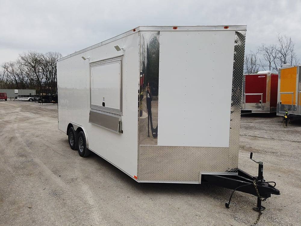 8.5' x 18' White Vending Concession Food Trailer