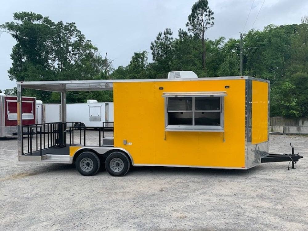 8.5' x 22' Penske Yellow BBQ Vending Concession Food Trailer