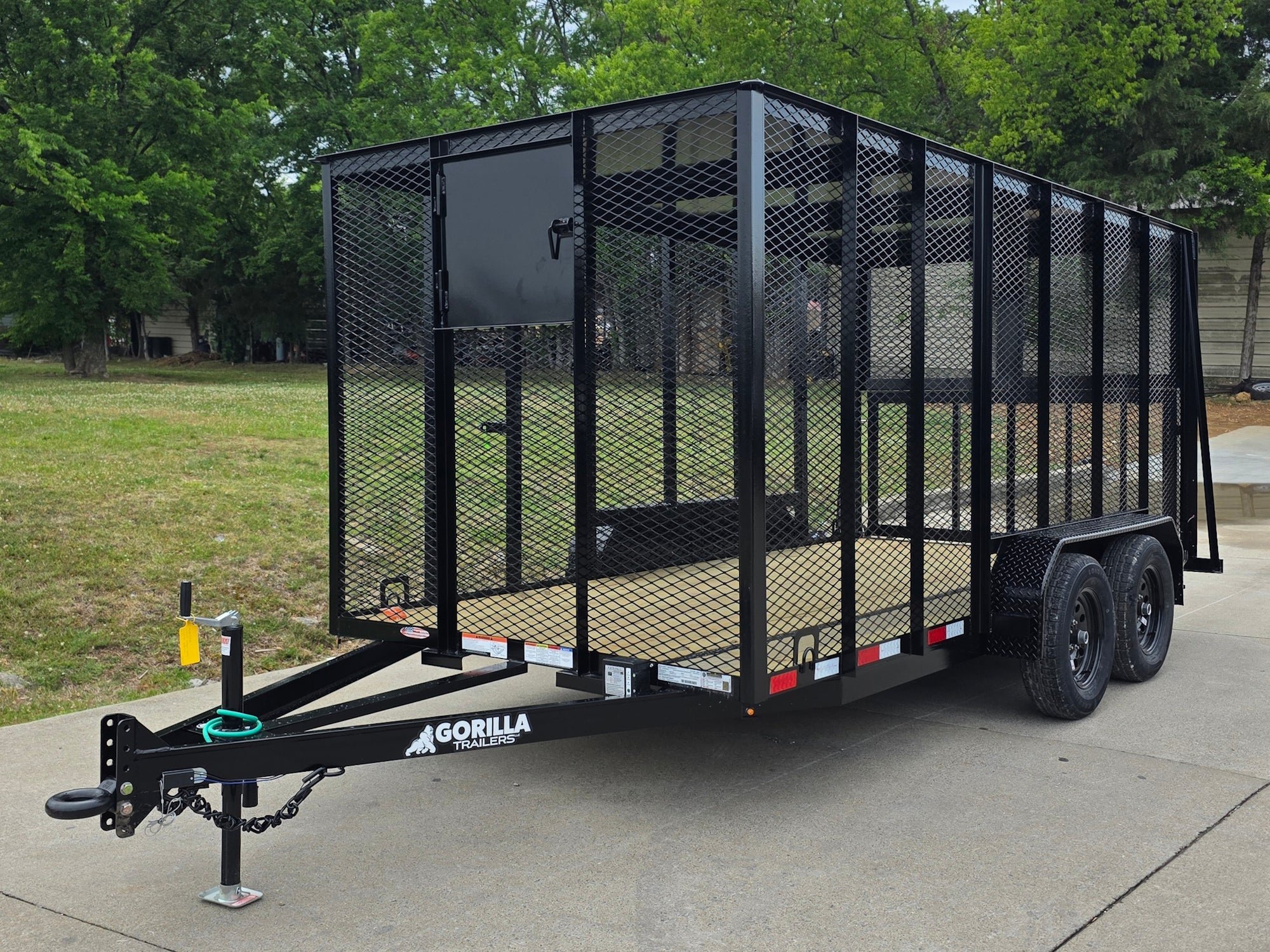 6.4x14 Straight Deck Utility Trailer 6ft Mesh Sides with Metal Roof (2) 3,500lb Axles