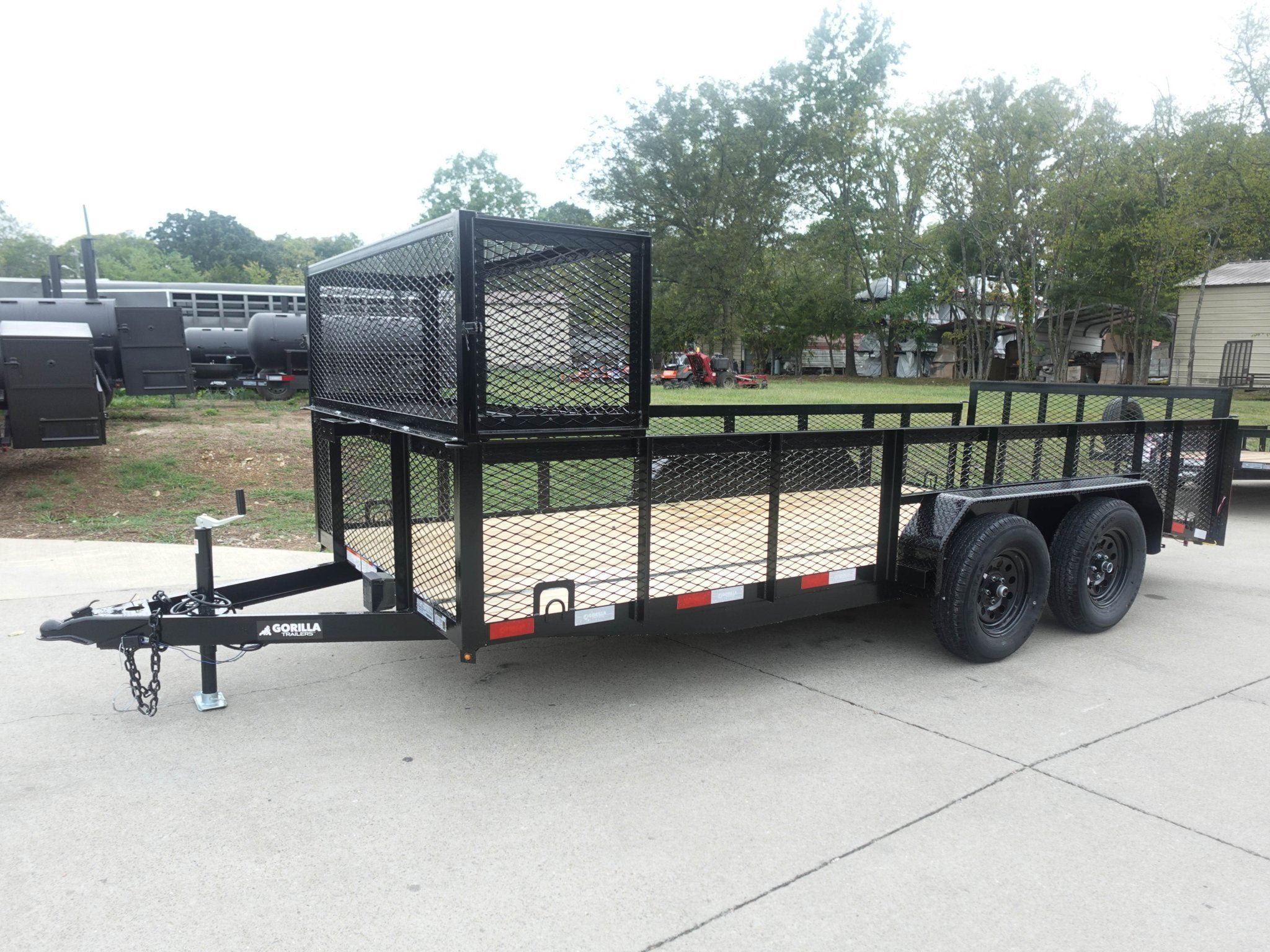 6.4x16 Dovetail Utility Trailer with Front Basket 2ft Mesh (2) 3500lb Axles