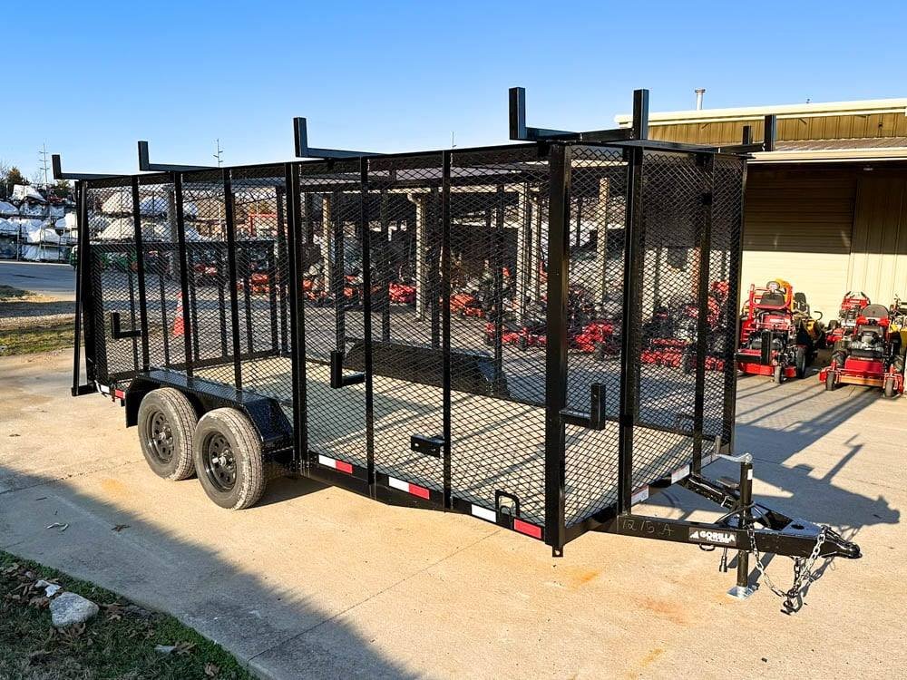 6.4x16 Straight Deck Utility Trailer 6ft Mesh Sides Ladder Racks (2) 3,500lb Axles