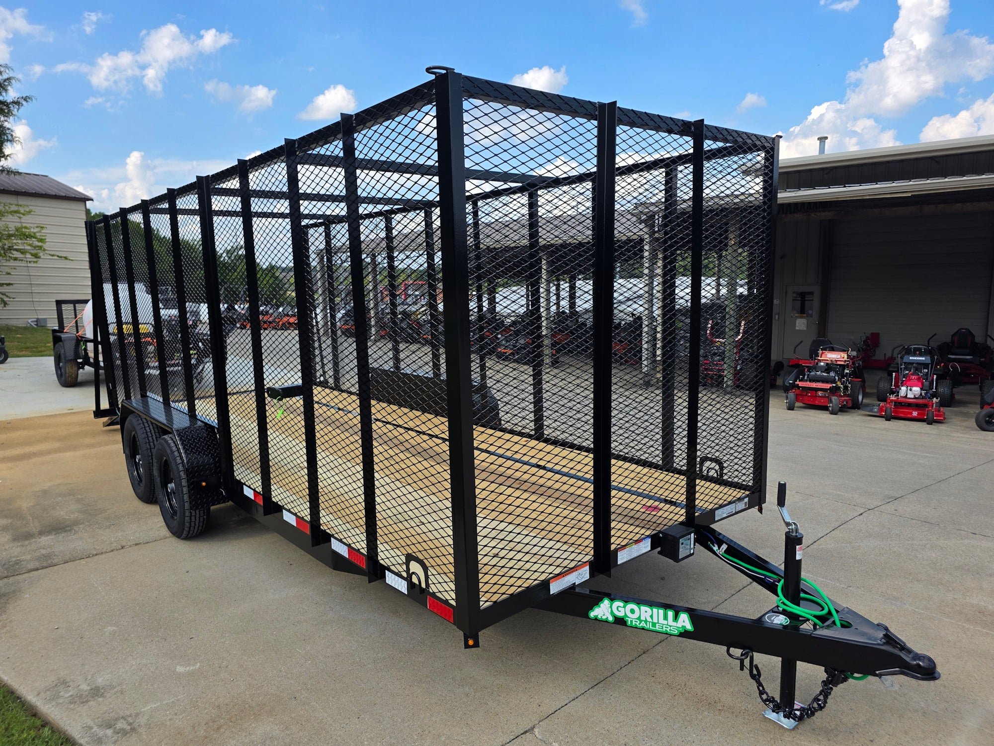 6.4x18 Debris Junk Trash Removal Leaf Trailer 6ft Mesh Sides (2) 3500lb Axles Tube Railing