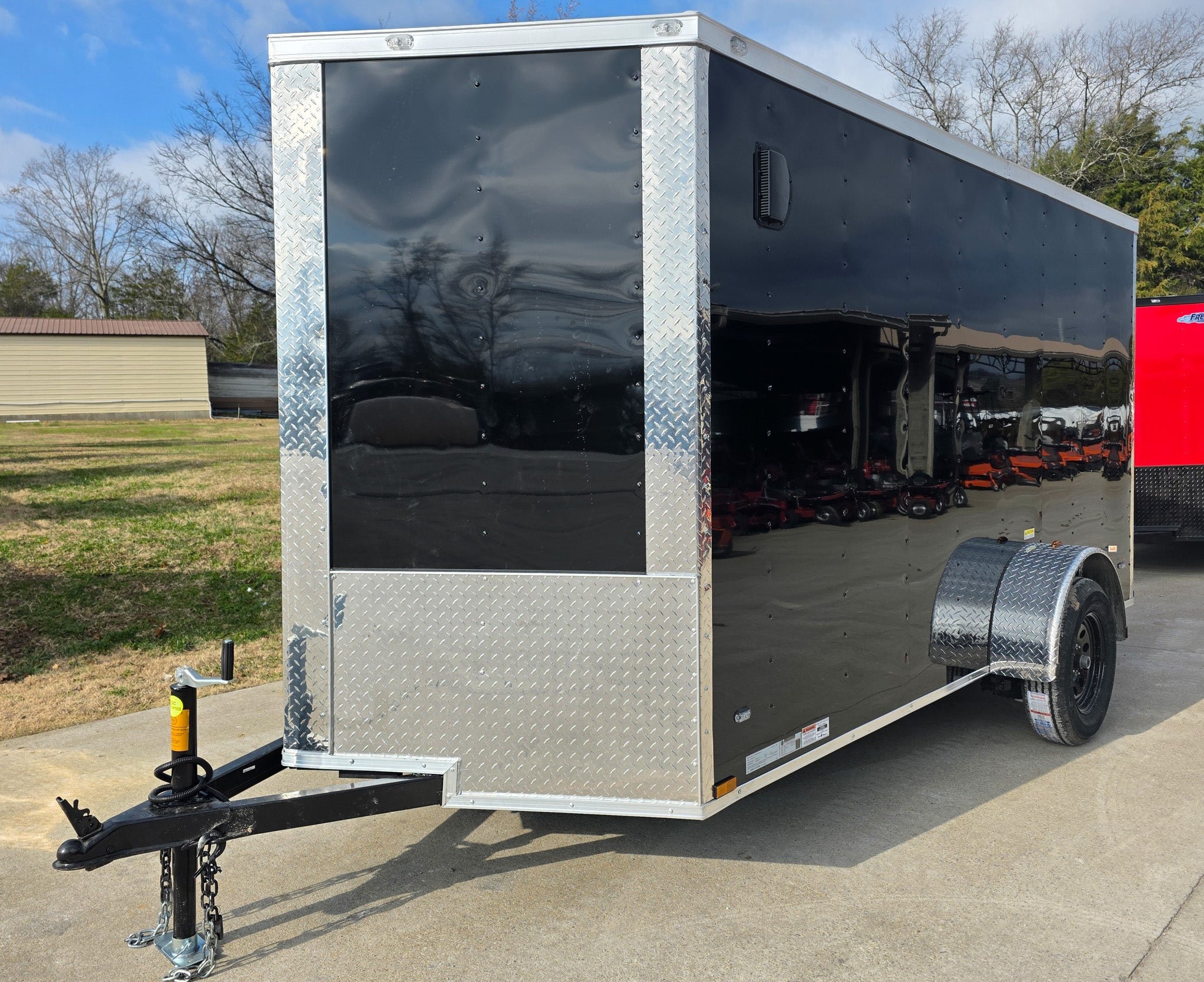 6x12 Black V-Nose Enclosed Trailer with Silver ATP (1) 3,500lb Axle