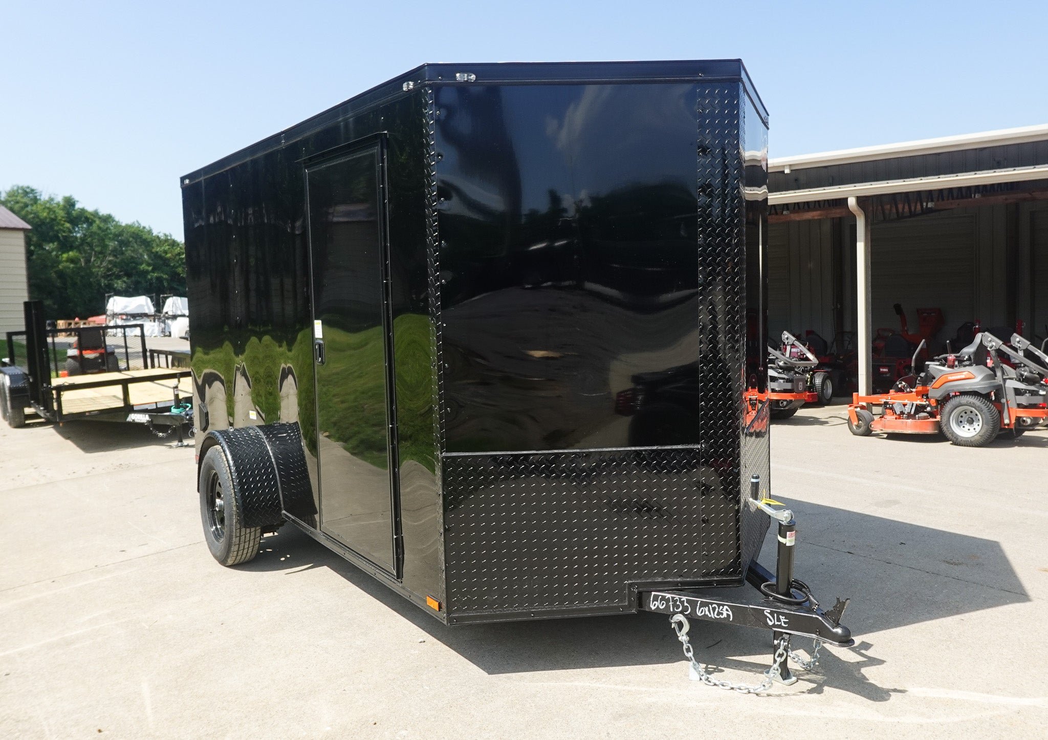 6x12 Enclosed Trailer Black V-Nose Blackout Package 3,500lb Axle Storage