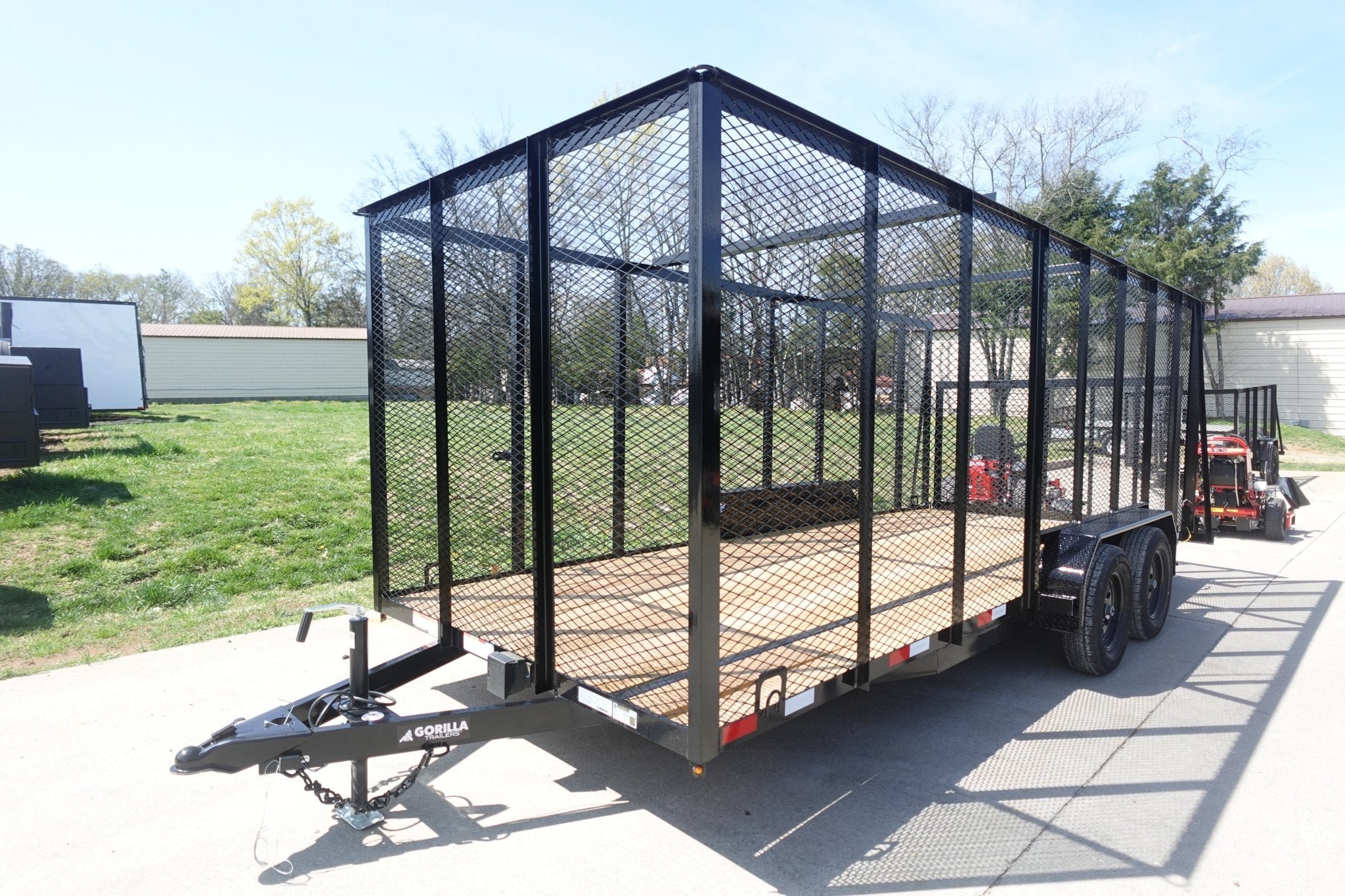 7' x 18' Tandem Straight Deck Utility Trailer 6ft Mesh Sides 7K GVWR