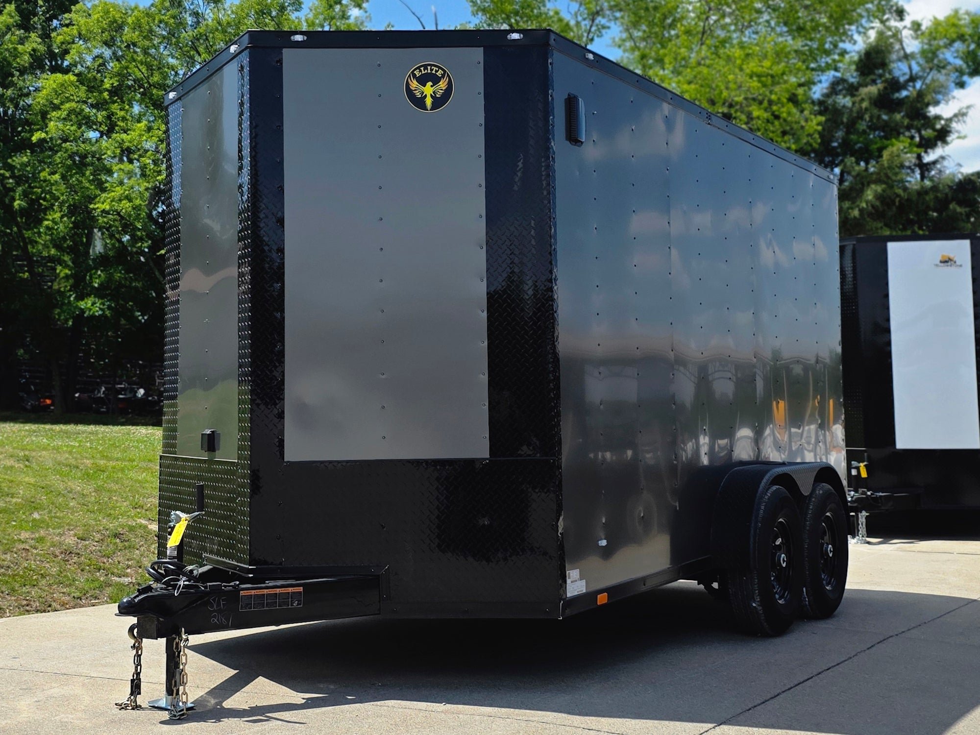 7x14 Black V-Nose Enclosed Trailer Blkout Pkg (2) 7,000lb Axles Elec Pkg