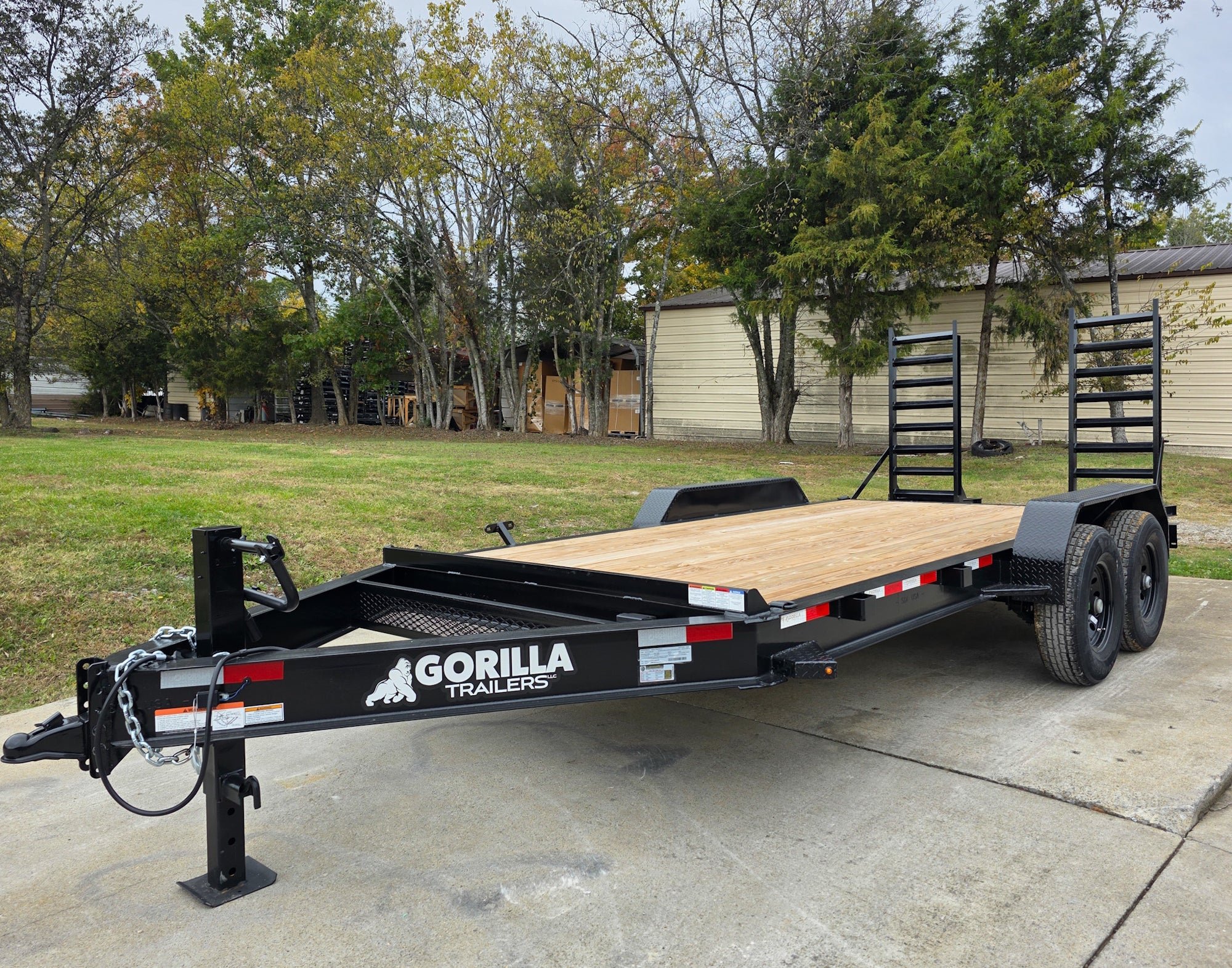 7x16 I-Beam Equipment Trailer with (2) 7K Axles with Stand Up Ramps 14K GVWR