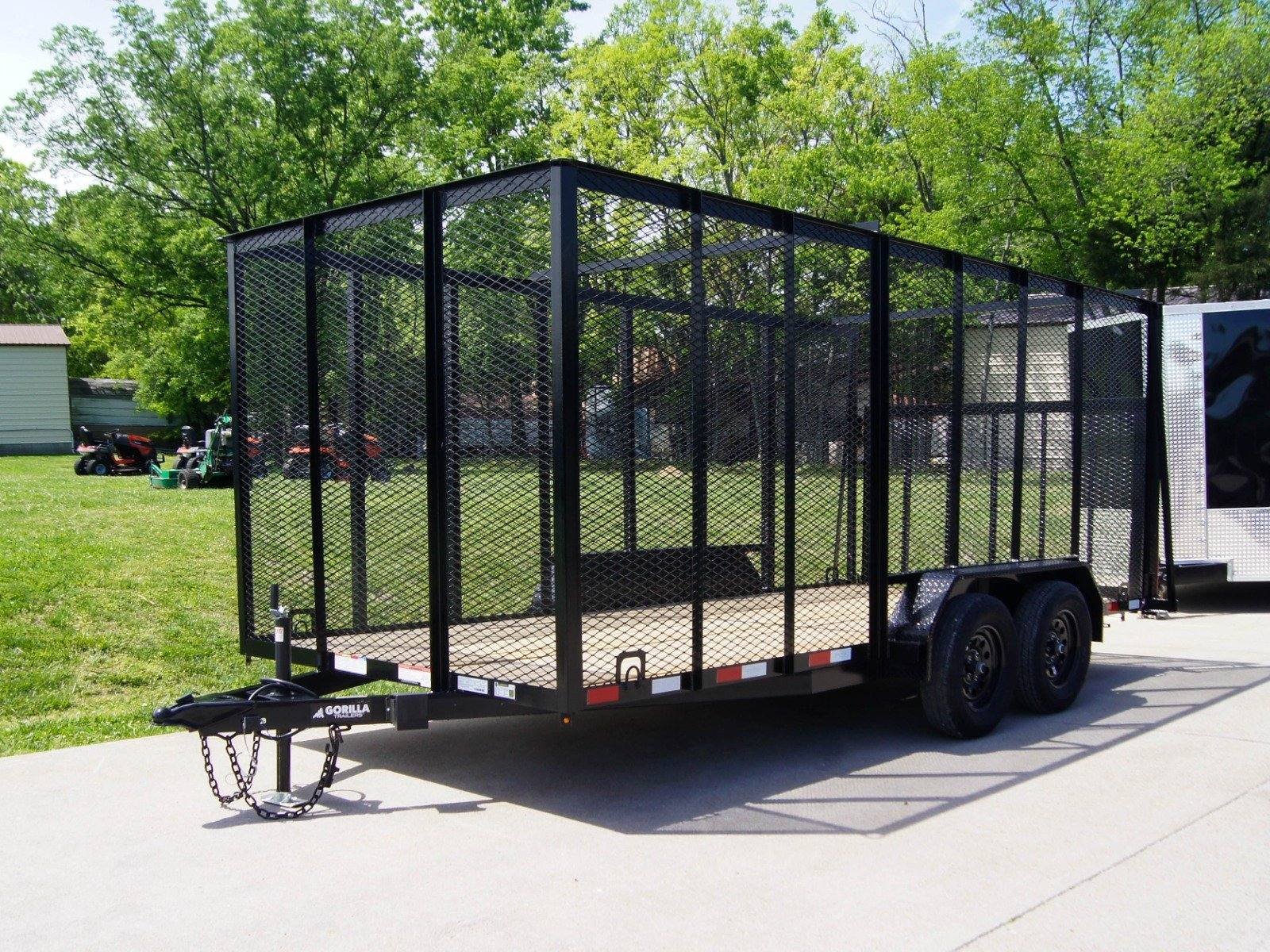 7x16 Powder Coated Straight Deck Utility Trailer with 6ft Mesh Sides (2) 3500lb Axles