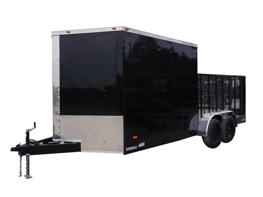Enclosed Utility Hybrid Trailer 7' X 18' with Side Door- Lawn Mower Equipment Hauler Storage