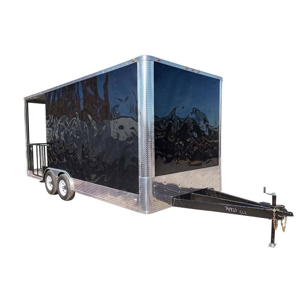 8.5' x 20' Black BBQ Porch Concession Trailer