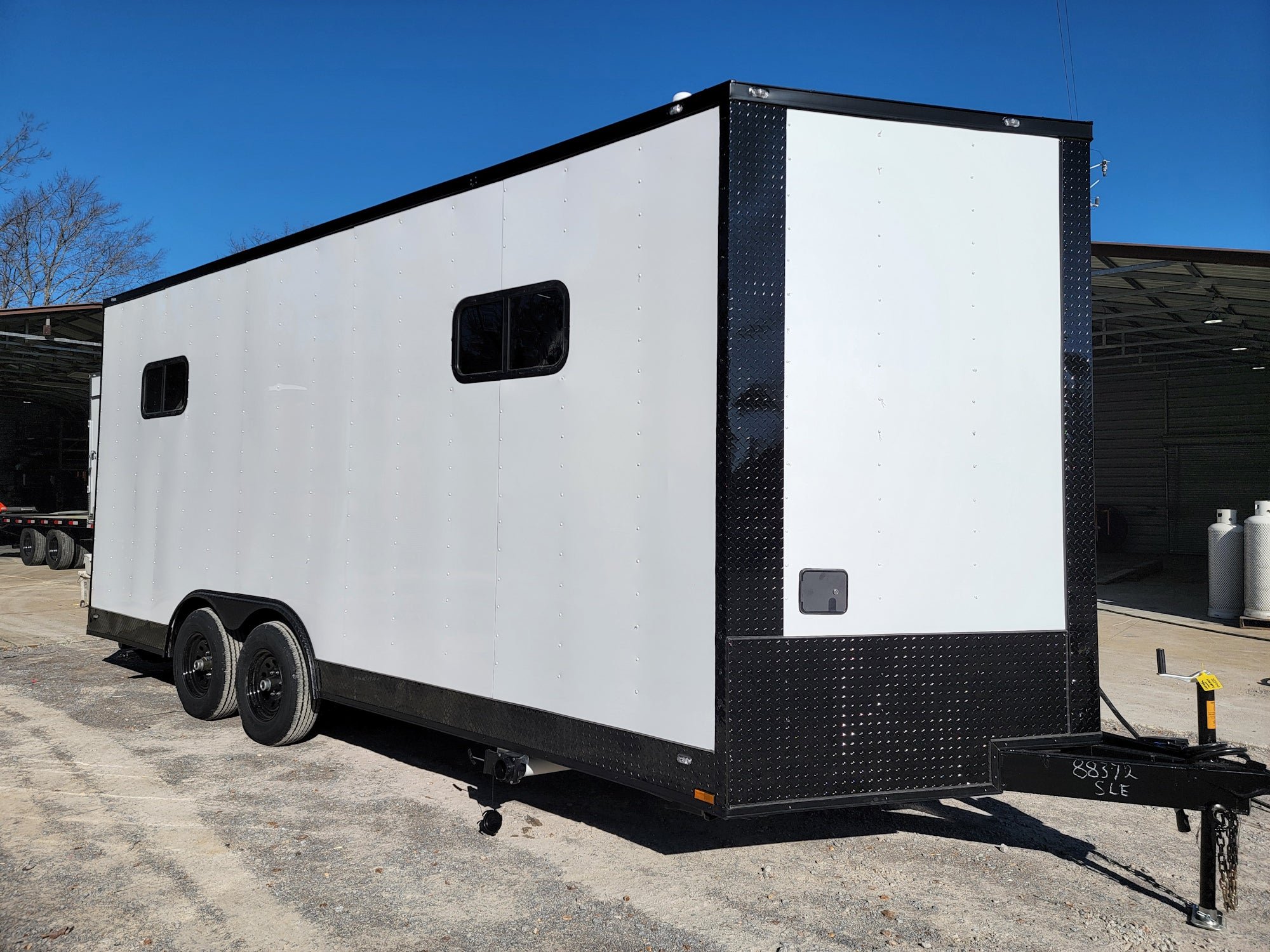 8.5' X 20' Custom White Office and Command Center Enclosed Trailer W/ Restroom