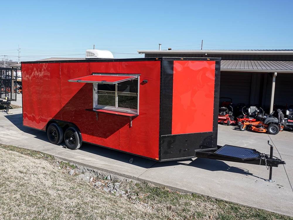 8.5 x 20 Red V-Nose Concession with Blackout Trim Vending
