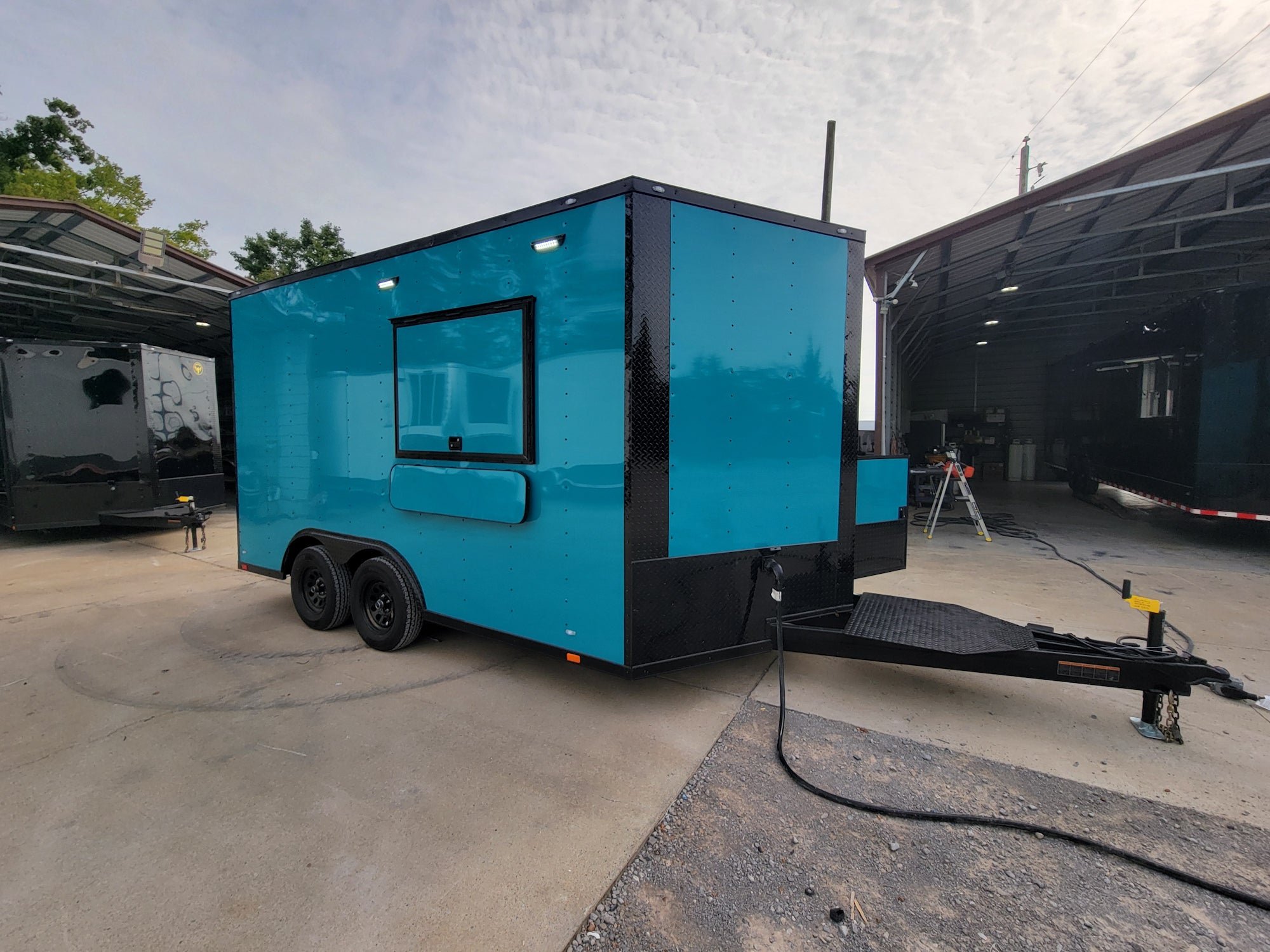 8.5' X 14' Concession Trailer Blue With Blackout Trim Food Event Catering