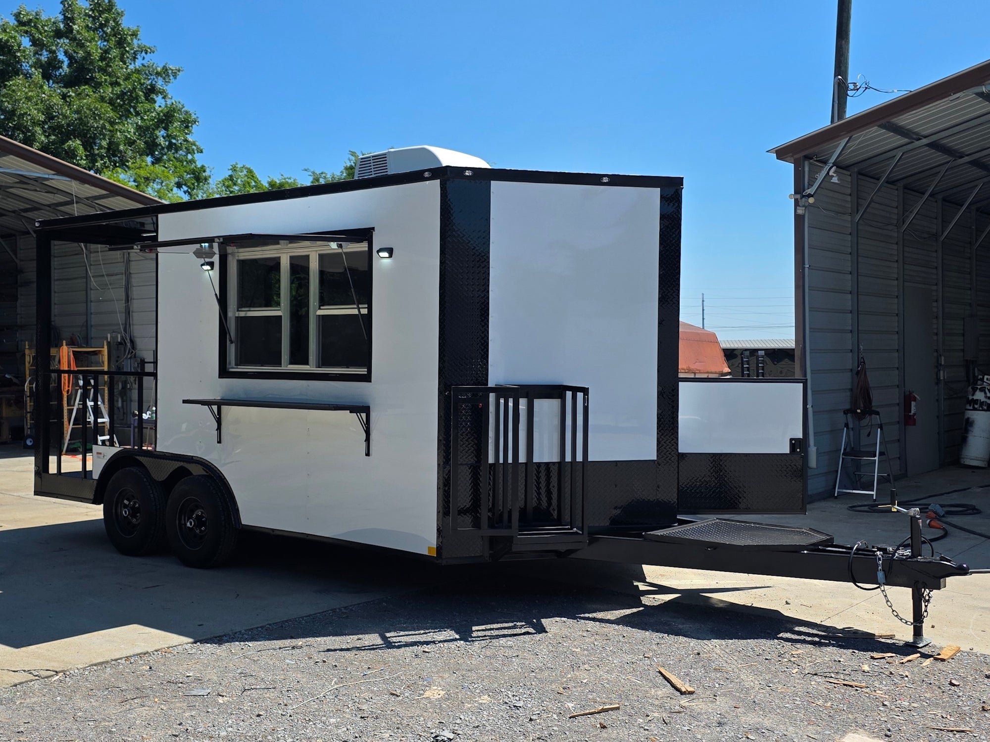 8.5’ X 16’ Concession Trailer White BBQ Food Event Catering With 6’ Porch