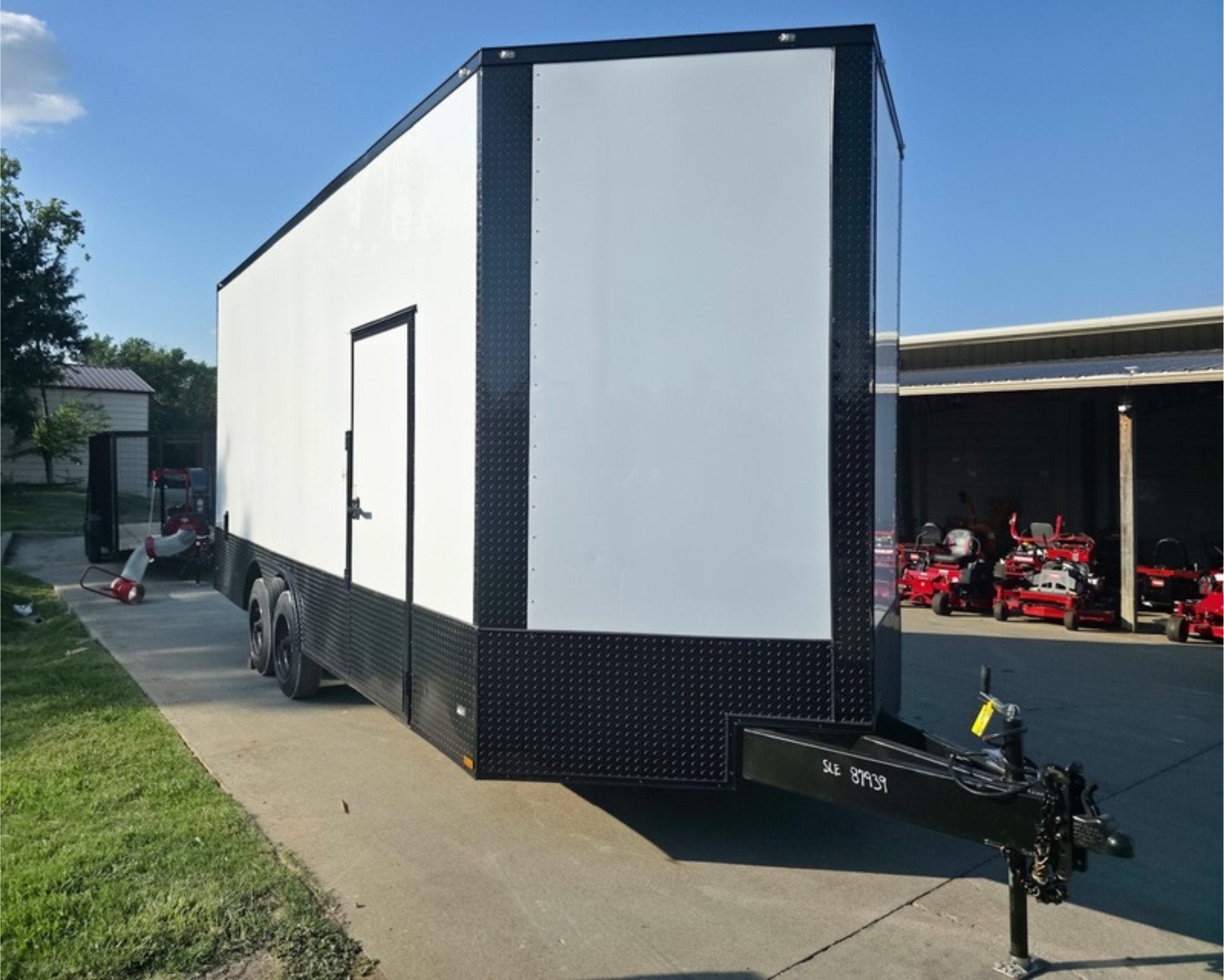 8.5x20 White V-Nose Enclosed Trailer with Blackout Pkg 9' Interior (2) 10,000LB Axles