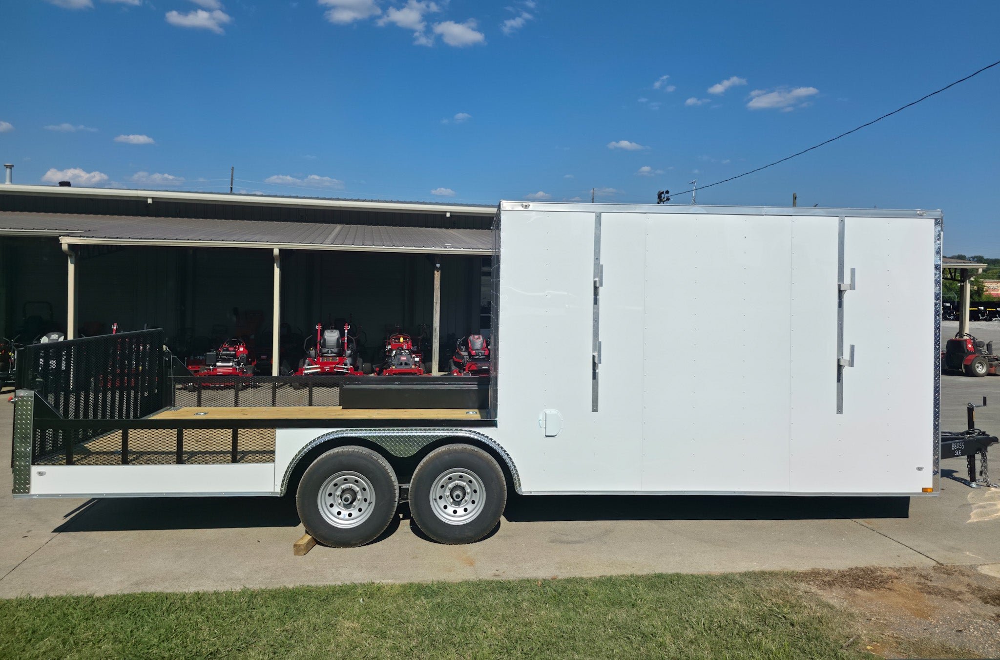 8.5x24 White Enclosed Hybrid with Side Ladder Racks (2) 7,000lb Axles 14K GVWR