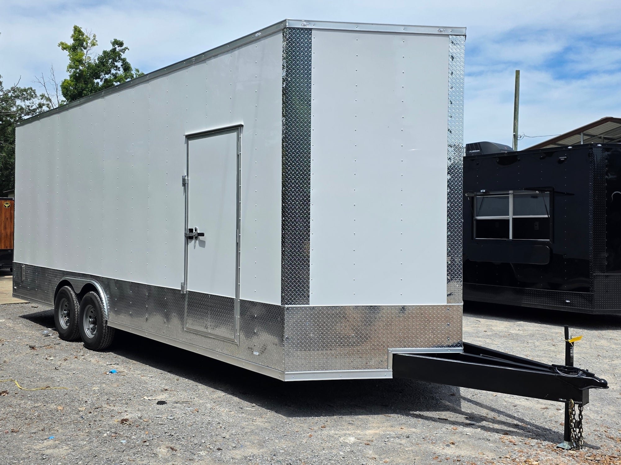 8.5' X 24' Custom Enclosed White (2) 7,000 lb Axles 9Ft Interior Height