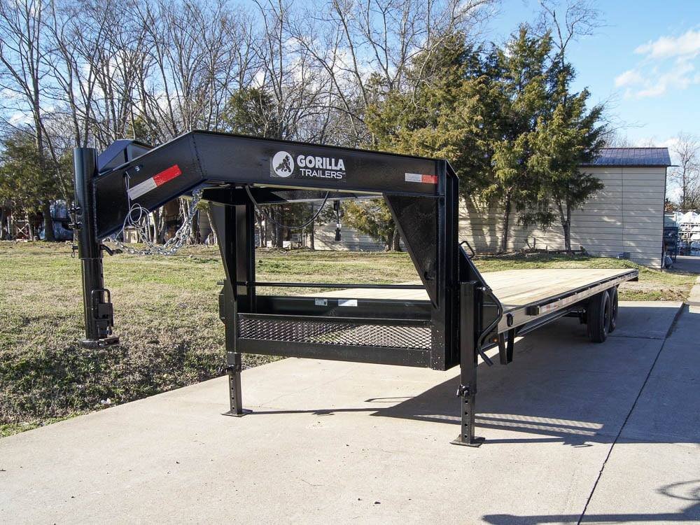 8.5x30 IBeam Gooseneck Straight Deckover Trailer (2) 7K Axles Slide Ramps 14K GVWR