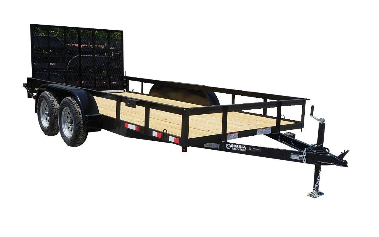Utility Trailer 6.4' x 14' Spring Assist A-Frame Tall Gate Double Axle 7K GVWR
